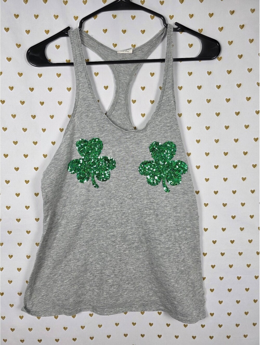 Victorias Secret PINK Bling Sequined Shamrocks XS Tank Top Muscle Tee